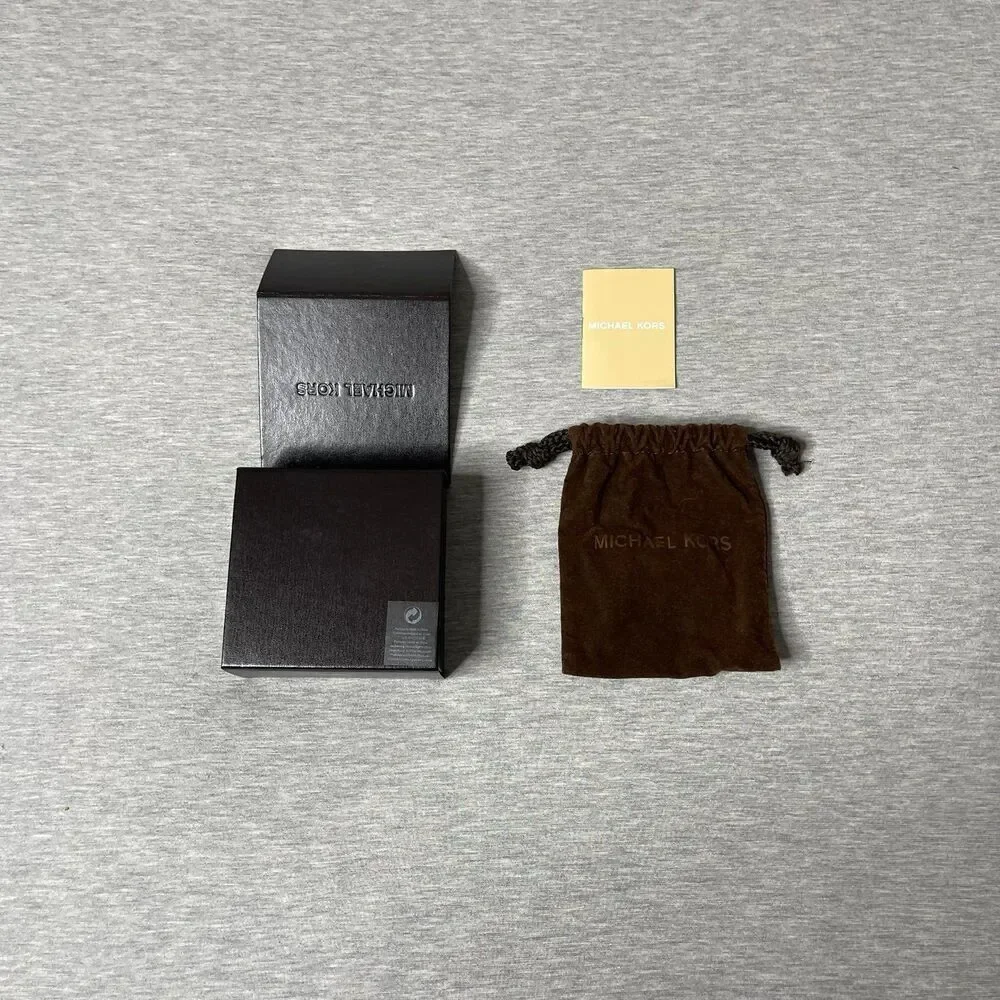 Michael Kors 3.5” x 3.5” Black Brown Jewelry Watch Gift Box & Pouch 3 PCS. Set